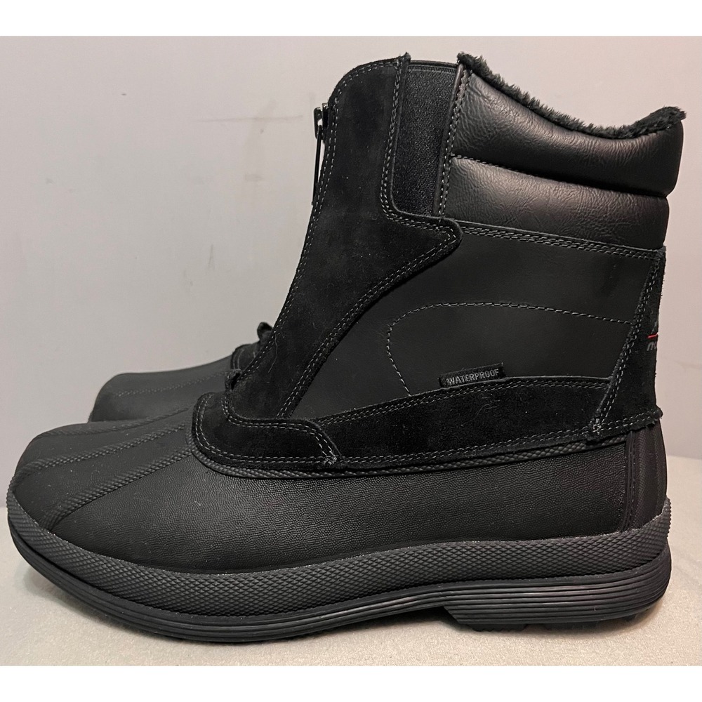 Nortiv8 Mens Waterproof Winter Snow Boots Black Front Zip Faux Fur Lined Sz 15 - Picture 5 of 9